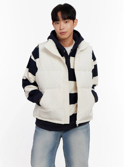 mens-basic-puffer-vest-io528 / Light beige