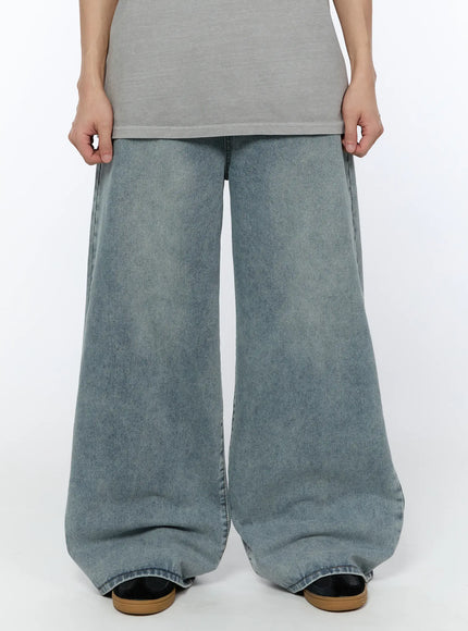 mens-washed-baggy-jeans-ia520 / Light blue