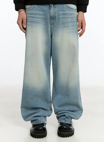 mens-washed-wide-fit-baggy-jeans-im503 / Light blue