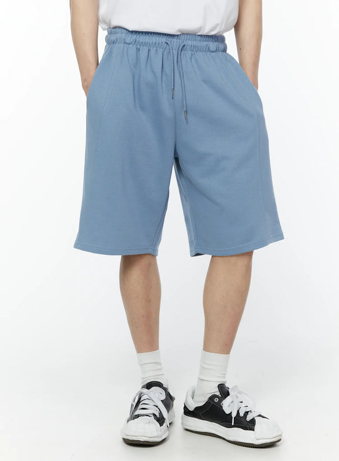 mens-side-slit-bermuda-sweat-shorts-light-blue-iy504 / Light blue