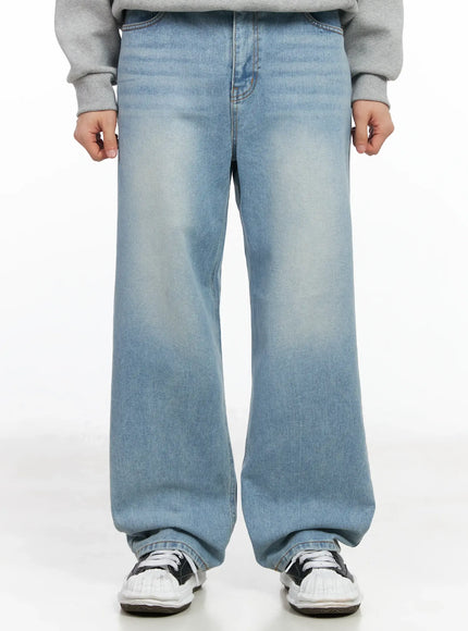 mens-washed-wide-fit-jeans-im511 / Light blue