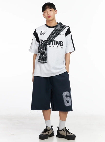 mens-graphic-varsity-t-shirt-ia502 / Light gray