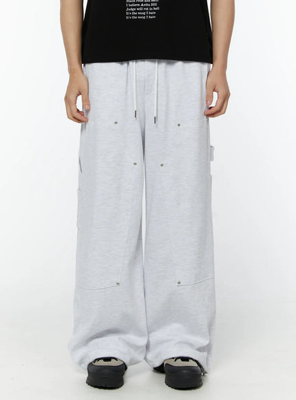 mens-relaxed-fit-cargo-sweatpants-light-gray-iu508 / Light gray