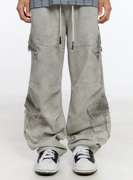 mens-grunge-cargo-pants-in512 / Light gray