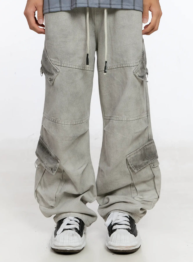 mens-grunge-cargo-pants-in512 / Light gray