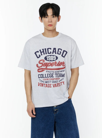 mens-chicago-graphic-print-t-shirt-iu504 / Light gray
