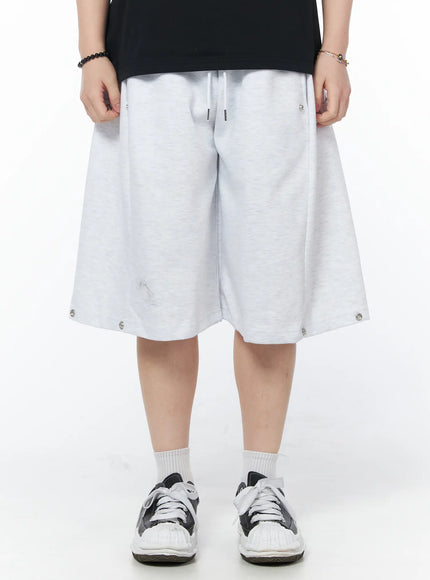 mens-casual-snap-button-bermuda-shorts-light-gray-iy522 / Light gray