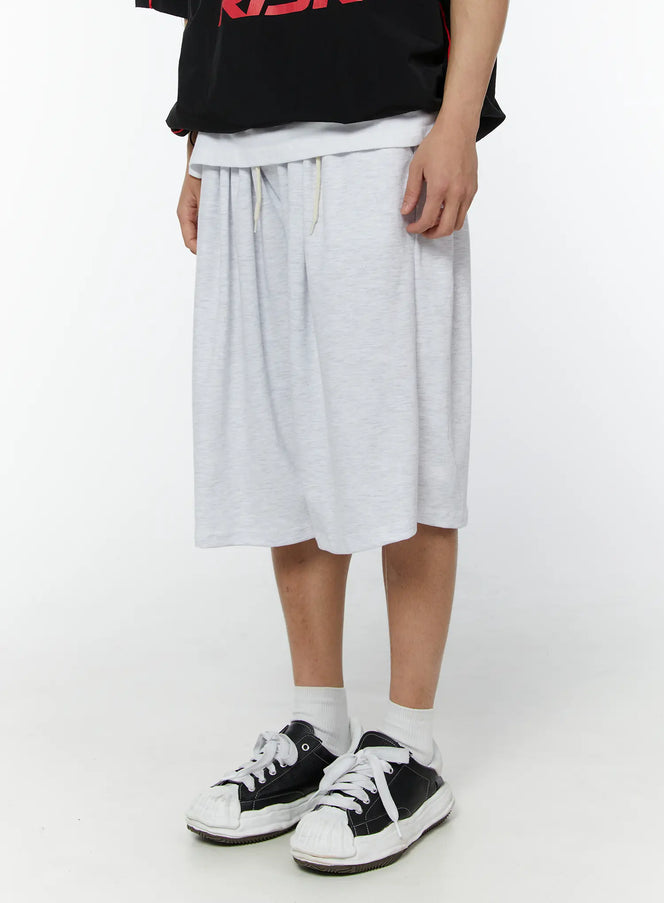 mens-pintuck-bermuda-shorts-light-gray-iu508 / Light gray