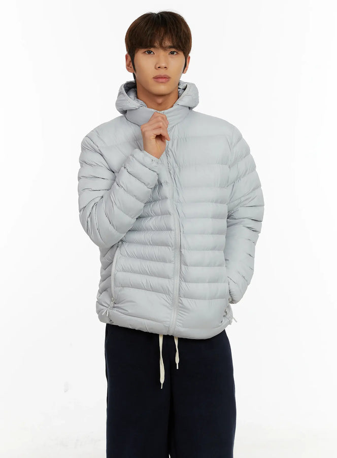 mens-lightweight-detachable-hood-puffer-jacket-id523 / Light gray