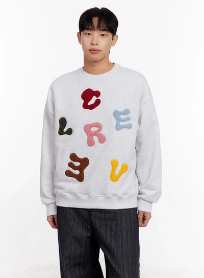 colorful-patched-graphic-sweatshirt-io523 / Light gray