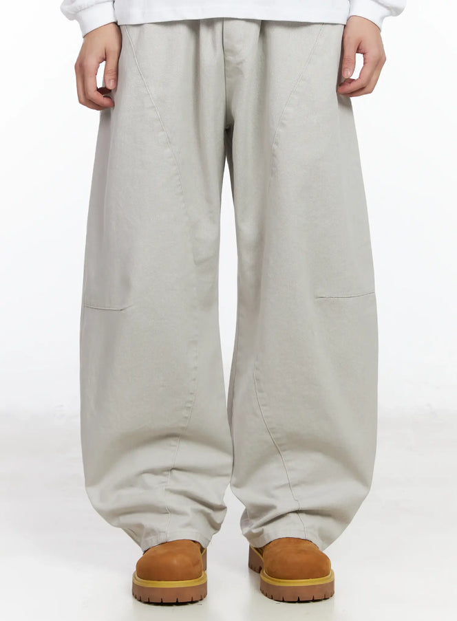 mens-wide-leg-cotton-sweatpants-im523 / Light gray