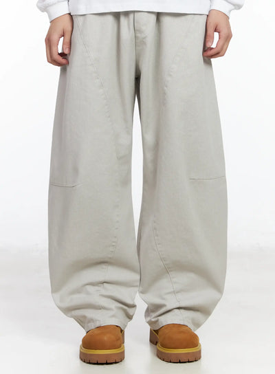 mens-wide-leg-cotton-sweatpants-im523 / Light gray