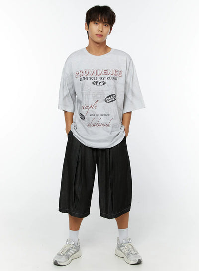mens-graphic-oversized-tee-iy514 / Light gray