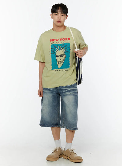 mens-nyc-graphic-tee-iu516 / Light green