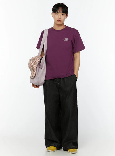 mens-trendy-crew-neck-graphic-tee-iu515 / Purple