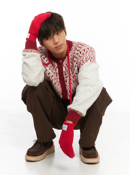 mens-nordic-pattern-cardigan-id511 / Red