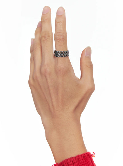 double-chain-ring-io502 / Silver