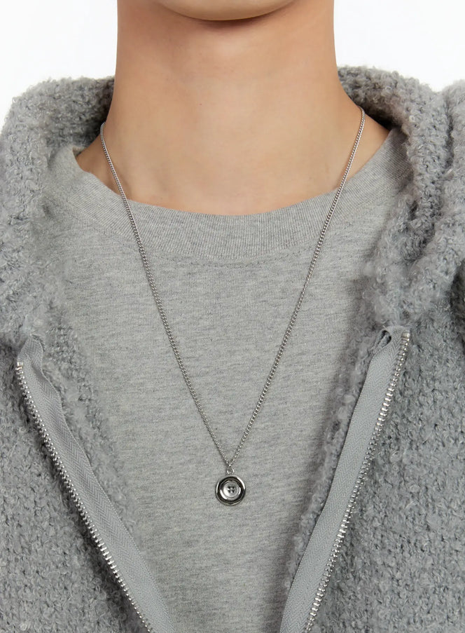 button-charm-chain-necklace-id502 / Silver