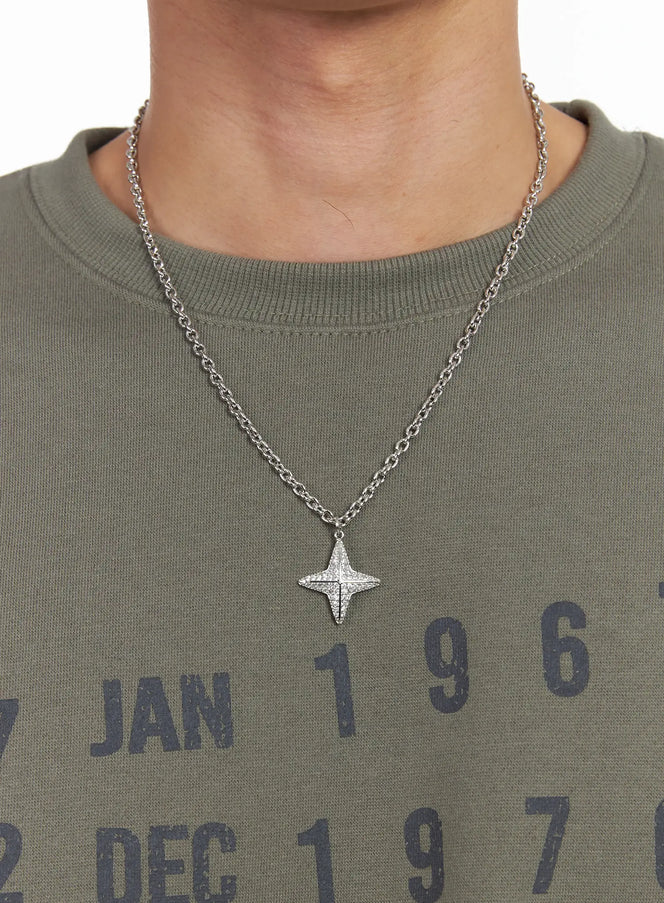 cubical-star-chain-necklace-ij521 / Silver