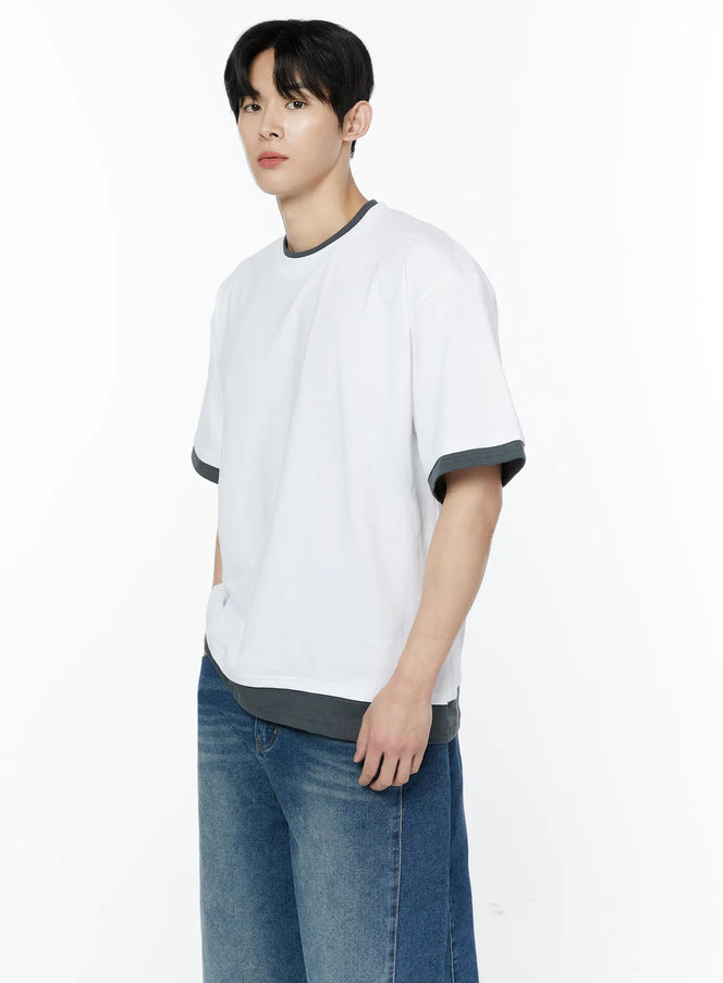 mens-layered-oversized-t-shirt-ia527 / White