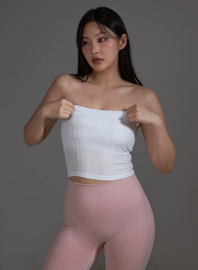smocked-frill-tube-top-white-io517 / White