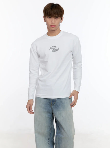 mens-graphic-fitted-long-sleeve-top-in512 / White
