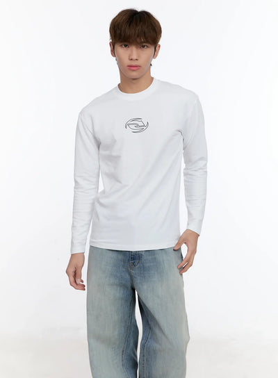 mens-graphic-fitted-long-sleeve-top-in512 / White