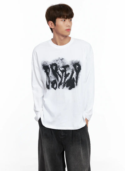 mens-abstract-graffiti-long-sleeve-tee-io502 / White
