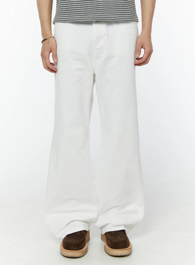 mens-semi-wide-pants-white-iu504 / White