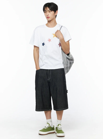 mens-star-embroidered-basic-tee-iu510 / White