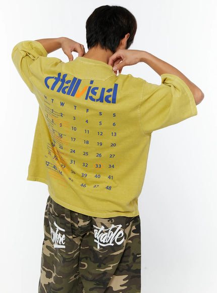 mens-calendar-graphic-tee-iy514 / Yellow