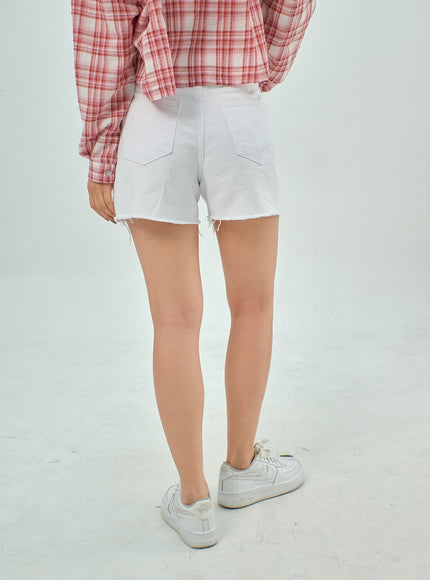 Mid-Rise Ripped Shorts BY303