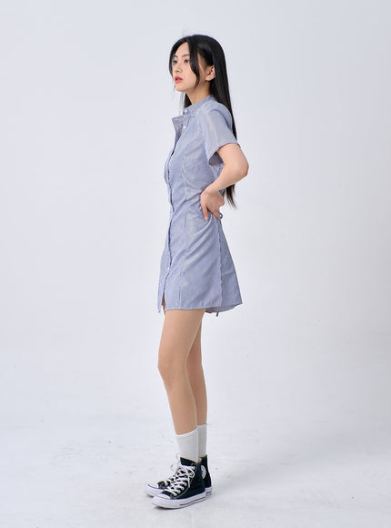 Pinstripe Mini Shirt Dress BA326