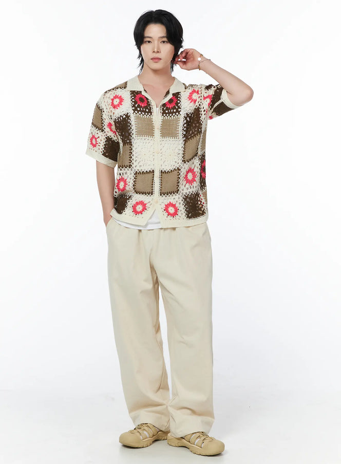 mens-crochet-knit-short-sleeve-cardigan-iy525