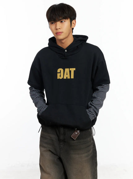 mens-layered-graphic-hoodie-if506 / Black