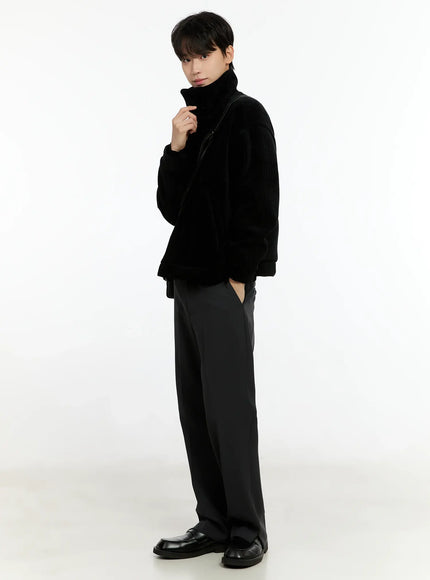 mens-corduroy-high-neck-jacket-io531 / Black