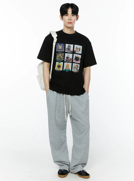square-graphics-print-t-shirt-ia530 / Black