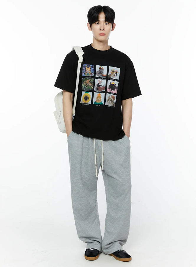 square-graphics-print-t-shirt-ia530 / Black