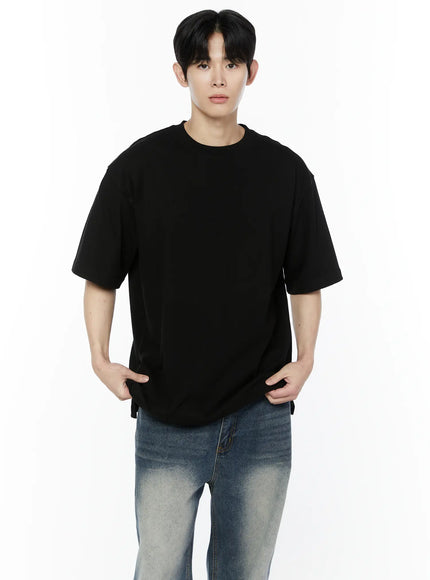 mens-side-slit-t-shirt-black-iy505 / Black