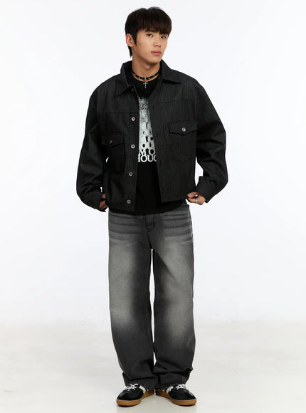 mens-raw-denim-jacket-im530 / Black