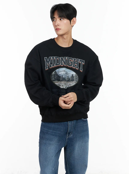mens-vintage-print-graphic-sweatshirt-im523 / Black