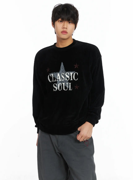 mens-vintage-style-star-sweatshirt-ij512 / Black