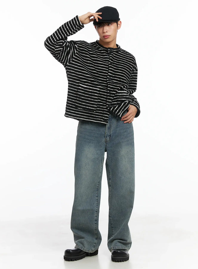 striped-buttoned-cardigan-id515 / Black