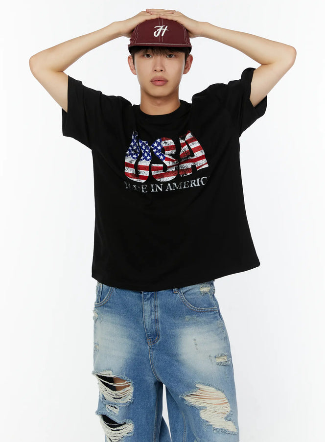 mens-us-flag-graphic-tee-iu516 / Black