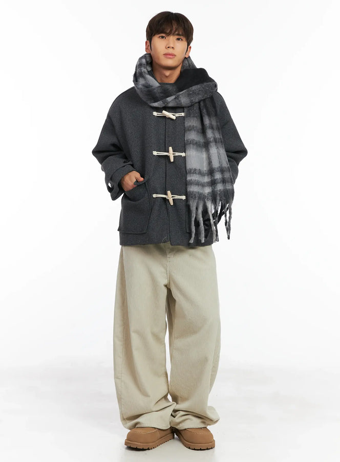 Men's Half Duffle Coat ID511 in Dark gray, size M/L