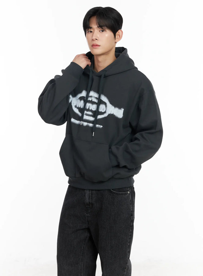 mens-graphic-print-hoodie-im518 / Dark gray