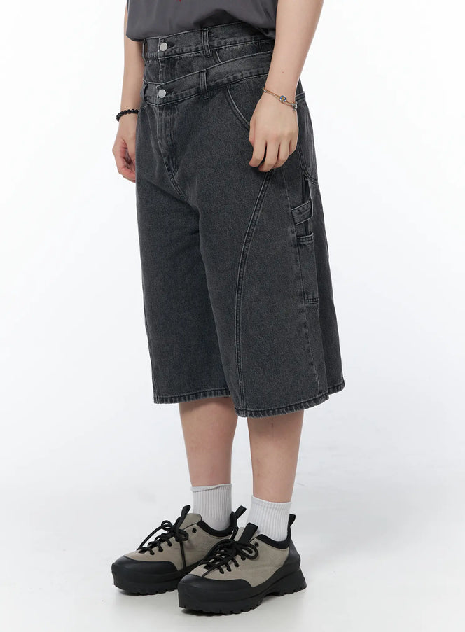 mens-double-waist-jorts-iy525 / Dark gray