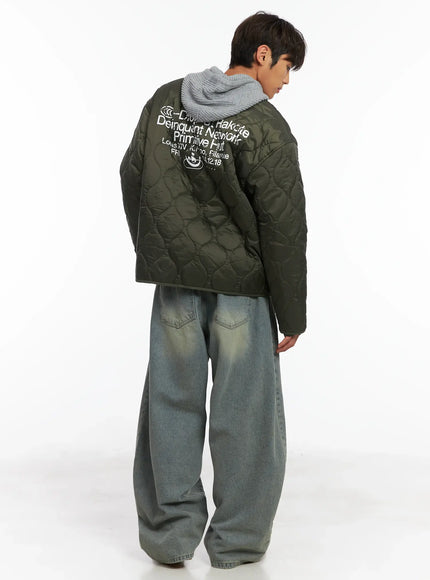 mens-graphic-print-quilted-jacket-id511 / Dark green