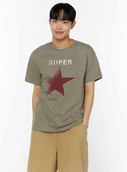 mens-graphic-star-print-t-shirt-iu518 / Dark green