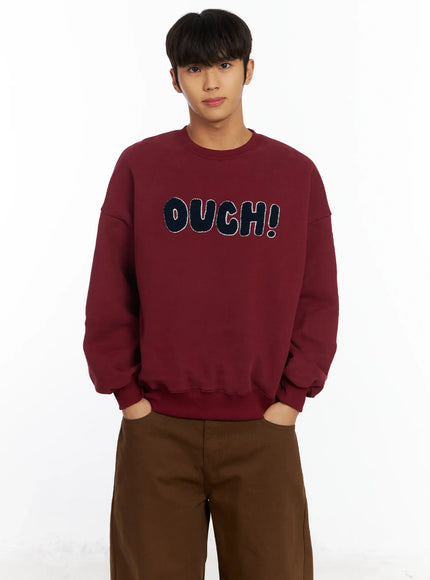 mens-graphic-patch-sweatshirt-if504 / Dark red